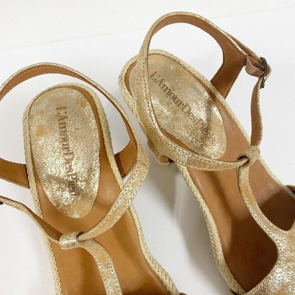 L'Amour Des Pieds Idelle Wedge Rubbed Gold 9 1/2 - Picture 2 of 6